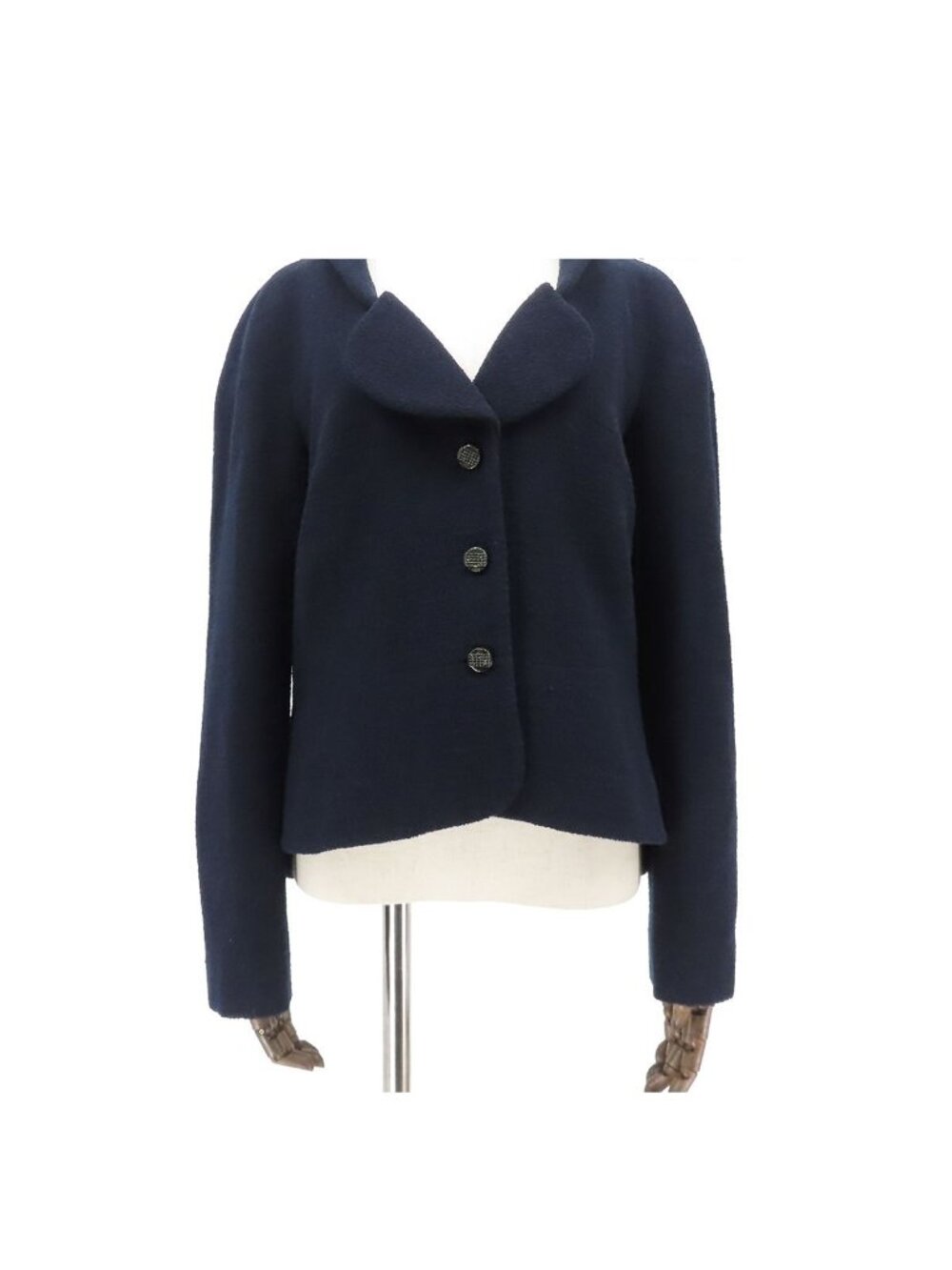 Chanel Tweed Jacket Navy Wool Coco Buttons